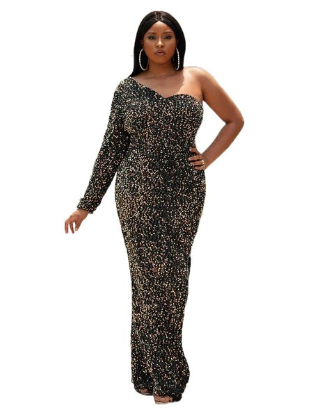 seomiscky plus one shoulder fringe trim split thigh sequins prom dress 144l#, Black
seomiscky plus one shoulder fringe trim split thigh sequins prom dress 144l#, Black