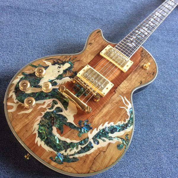 left handed, dragon abalone inlaid rosewood fingerboard, wood electric guitar
left handed, dragon abalone inlaid rosewood fingerboard, wood electric guitar