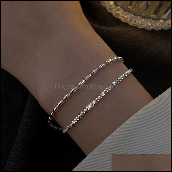 other bracelets jewelry fashion 925 sterling sier double layer bracelet beads exquisite simple women fine dhuma, Golden;silver
other bracelets jewelry fashion 925 sterling sier double layer bracelet beads exquisite simple women fine dhuma, Golden;silver