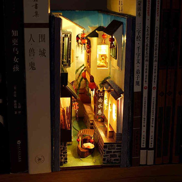 new diy book nook jiangnan water alley bookend book shelf insert bookcase assembled wooden building kit toy for children gift aa220325
new diy book nook jiangnan water alley bookend book shelf insert bookcase assembled wooden building kit toy for children gift aa220325