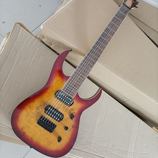 2022 7 strings cherry sunburst electric guitar with burl maple veneer rosewood fretboard
2022 7 strings cherry sunburst electric guitar with burl maple veneer rosewood fretboard