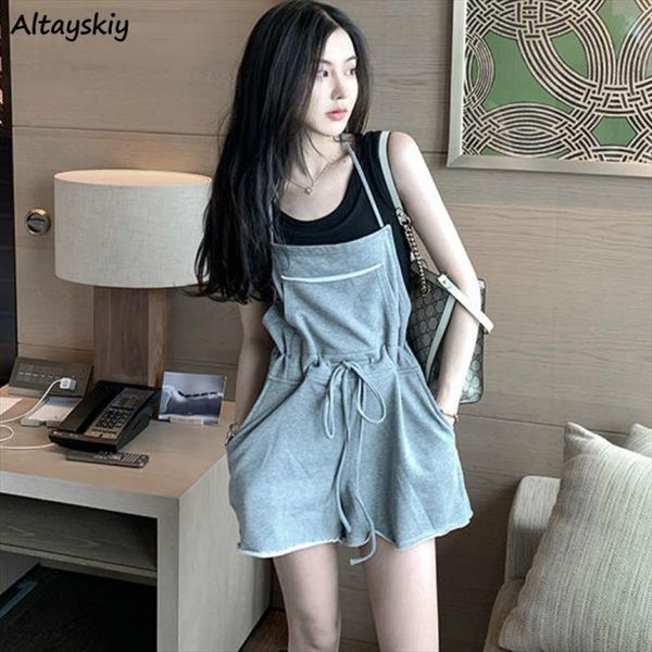 rompers women gray solid lace up adjustable waist sleeveless summer simple leisure joggers loose combishort feminino, Black;white
rompers women gray solid lace up adjustable waist sleeveless summer simple leisure joggers loose combishort feminino, Black;white
