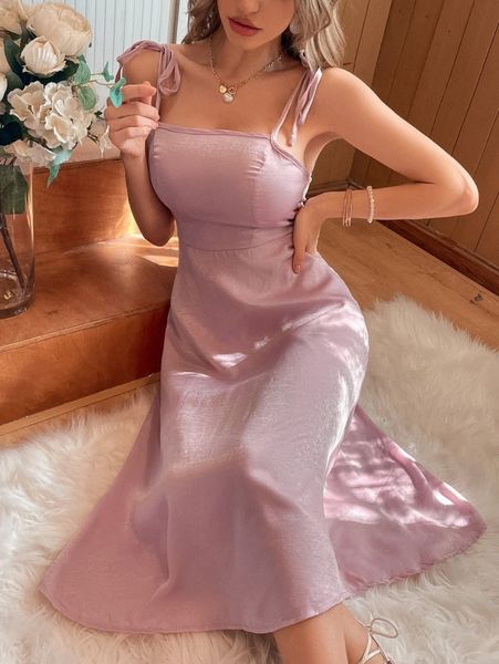 tie shoulder satin cami dress j3yb#, Black;gray
tie shoulder satin cami dress j3yb#, Black;gray