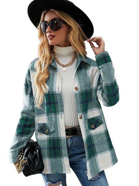 plaid drop shoulder overcoat i4si#, Black
plaid drop shoulder overcoat i4si#, Black