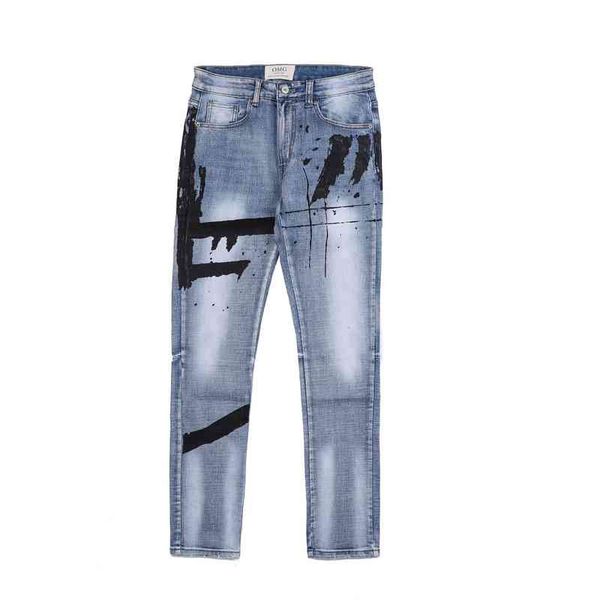 2022 meichao street irregular painting splash ink slim fit jeans trendy men's hip-hop pants, Blue
2022 meichao street irregular painting splash ink slim fit jeans trendy men's hip-hop pants, Blue