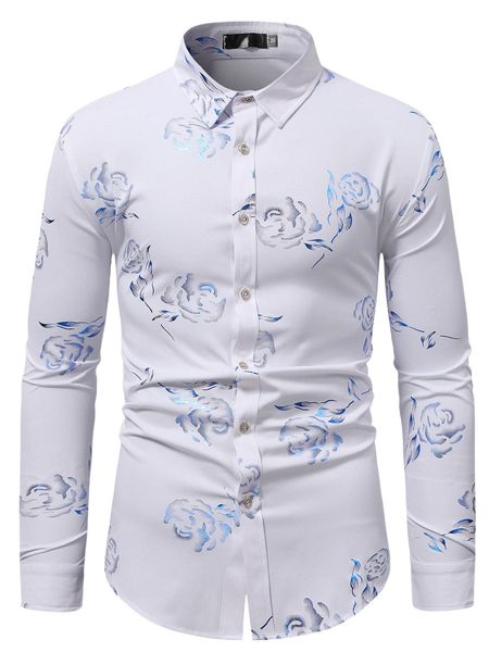 men floral print shirt w3qe#, White;black