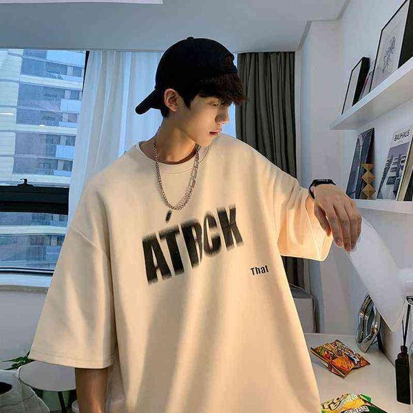 fashion brand t-shirt men's loose oversize short student casual 5 / 4 sleeve couple clothes summer t, Black;brown
fashion brand t-shirt men's loose oversize short student casual 5 / 4 sleeve couple clothes summer t, Black;brown