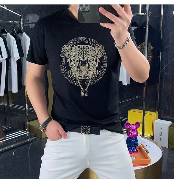 men's t-shirts designer drill short sleeve guangzhou t-shirt summer brand tiger printed mercerized cotton t-shirt men's wear, White;black
men's t-shirts designer drill short sleeve guangzhou t-shirt summer brand tiger printed mercerized cotton t-shirt men's wear, White;black