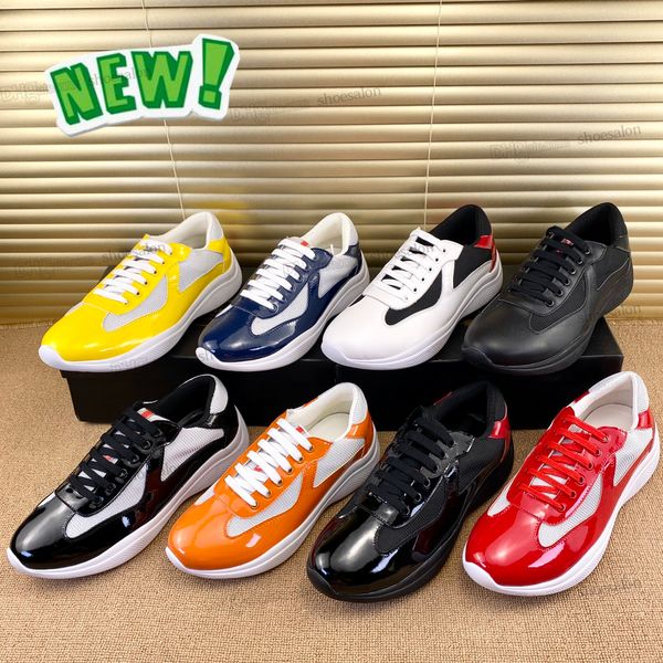 americas cup sneakers casual shoes luxury designer men classics patent leather nylon upper rubber yellow high-low outdoor walking tongue spo, Black
americas cup sneakers casual shoes luxury designer men classics patent leather nylon upper rubber yellow high-low outdoor walking tongue spo, Black