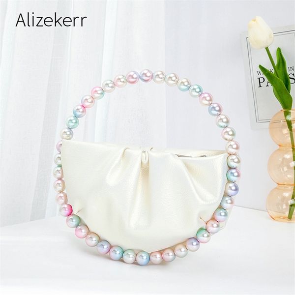 colour pearls circular fold handbags women elegant designer half moon round handle dinner clutch purse wedding party 220809
colour pearls circular fold handbags women elegant designer half moon round handle dinner clutch purse wedding party 220809