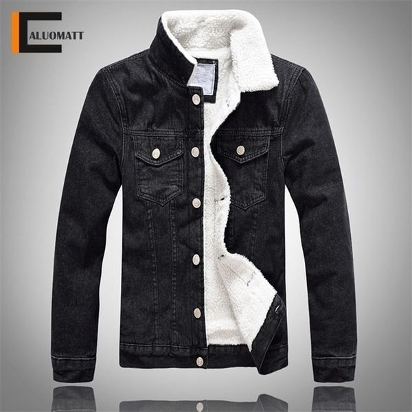 men winter solid casual jacket mens bomber denim jacket fashion jean biker coat woolen lined leisure coat plus size 201114, Black;brown
men winter solid casual jacket mens bomber denim jacket fashion jean biker coat woolen lined leisure coat plus size 201114, Black;brown
