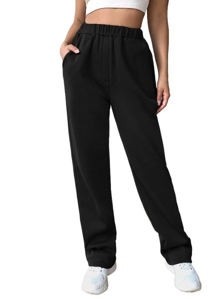 pocket detail sweatpants 81go#, Black;white 
pocket detail sweatpants 81go#, Black;white