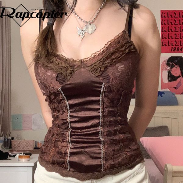 rapcopter y2k brown lace crop frill satin patched mini vest backless v neck tank women retro sweet cute corset sweats, White
rapcopter y2k brown lace crop frill satin patched mini vest backless v neck tank women retro sweet cute corset sweats, White