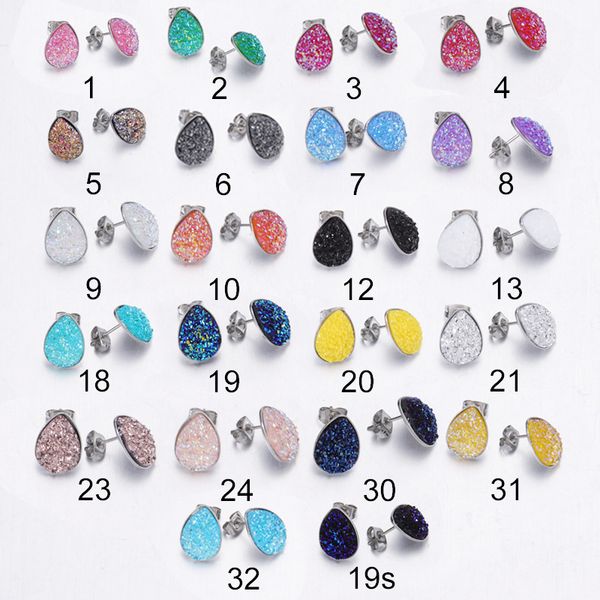 waterdrop stainless steel stud resin druzy drusy earrings handmade stud for women jewelry men, Golden;silver
waterdrop stainless steel stud resin druzy drusy earrings handmade stud for women jewelry men, Golden;silver