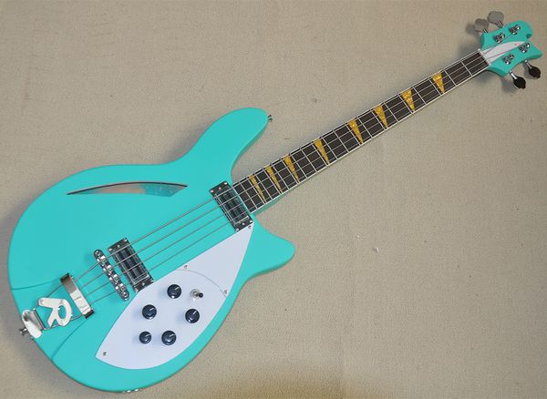 4 strings matte blue semi-hollow electric bass guitar with rosewood fretboard
4 strings matte blue semi-hollow electric bass guitar with rosewood fretboard