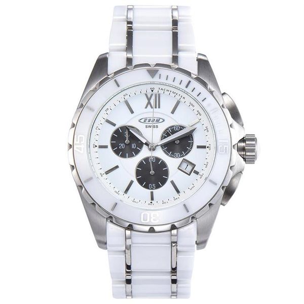 new men quartz watch white ceramic two-tone stainless steel back dial silver hands chronograph2442311z, Slivery;brown
new men quartz watch white ceramic two-tone stainless steel back dial silver hands chronograph2442311z, Slivery;brown