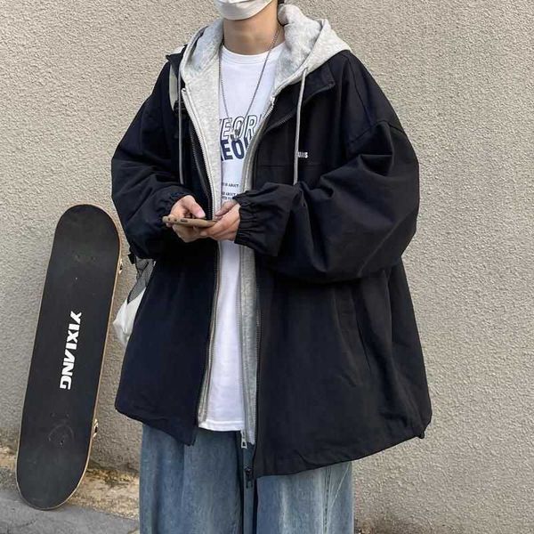 men's jackets autumn winter japan fake two-piece hooded jacket for men women hong kong style loose casual stitching tactical baseball y, Black;brown
men's jackets autumn winter japan fake two-piece hooded jacket for men women hong kong style loose casual stitching tactical baseball y, Black;brown