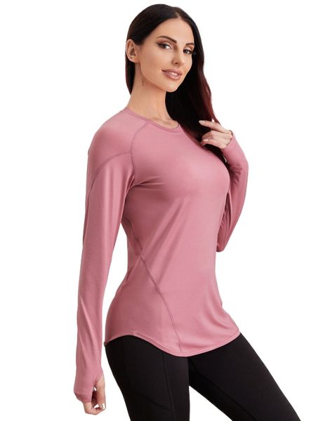 breathable sports tee with thumb holes d9fv#, Gray
