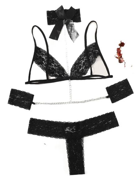 floral lace lingerie set with chain linked choker k7av#, Black;red
floral lace lingerie set with chain linked choker k7av#, Black;red