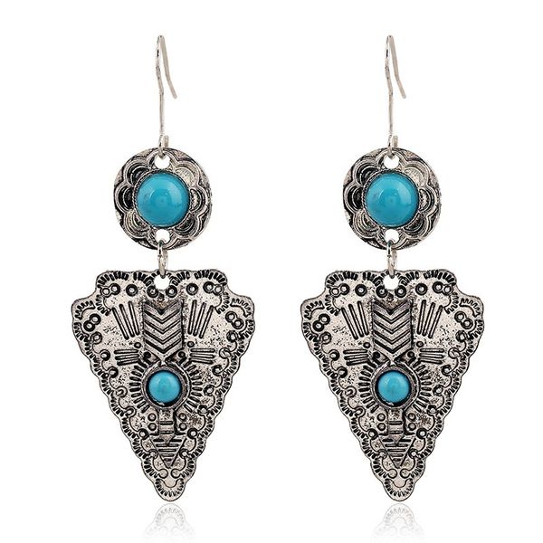 vintage retro ethnic triangle alloy drop dangle women earrings tribe carved blue beaded bohemian party jewelry earrings, Silver
vintage retro ethnic triangle alloy drop dangle women earrings tribe carved blue beaded bohemian party jewelry earrings, Silver
