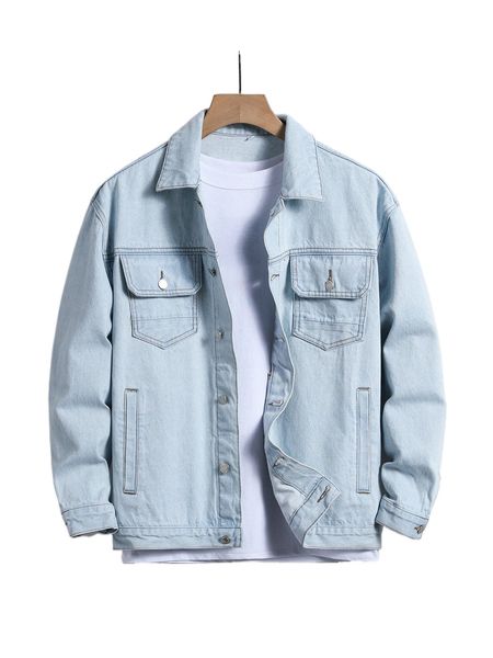 men flap pocket denim jacket without tee z9kf#, Black;brown
men flap pocket denim jacket without tee z9kf#, Black;brown