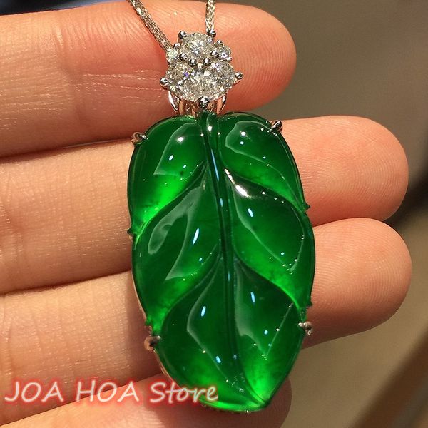 natural full color ice species emperor green jade leaf inlaid pendant fine necklace chain boutique jewelry, Silver
natural full color ice species emperor green jade leaf inlaid pendant fine necklace chain boutique jewelry, Silver