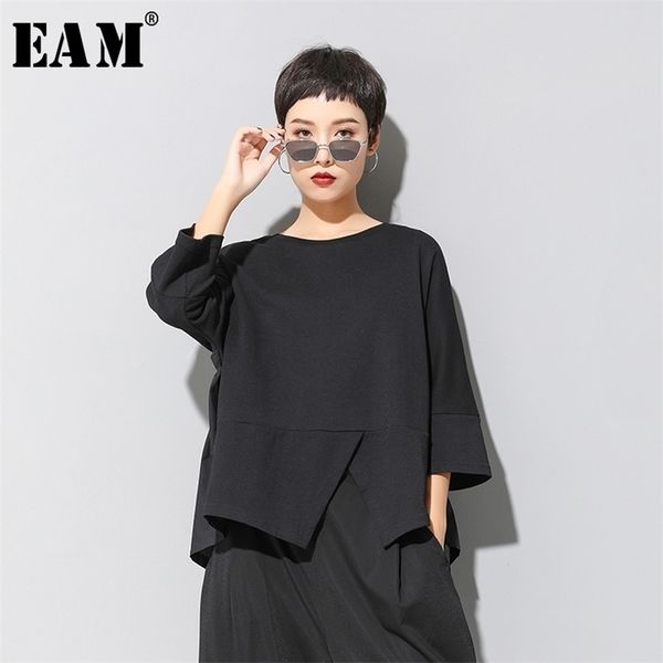 eam women black irregular split joint big size tshirt new round neck threequarter sleeve fashion spring summer 1u321 210320, White
eam women black irregular split joint big size tshirt new round neck threequarter sleeve fashion spring summer 1u321 210320, White