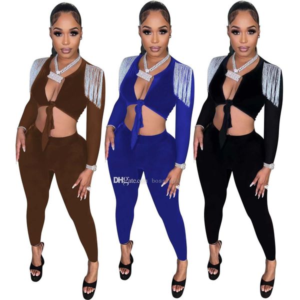 women pants outfits new fashion casual tassel bandage waist expose solid color jogger set, White
women pants outfits new fashion casual tassel bandage waist expose solid color jogger set, White