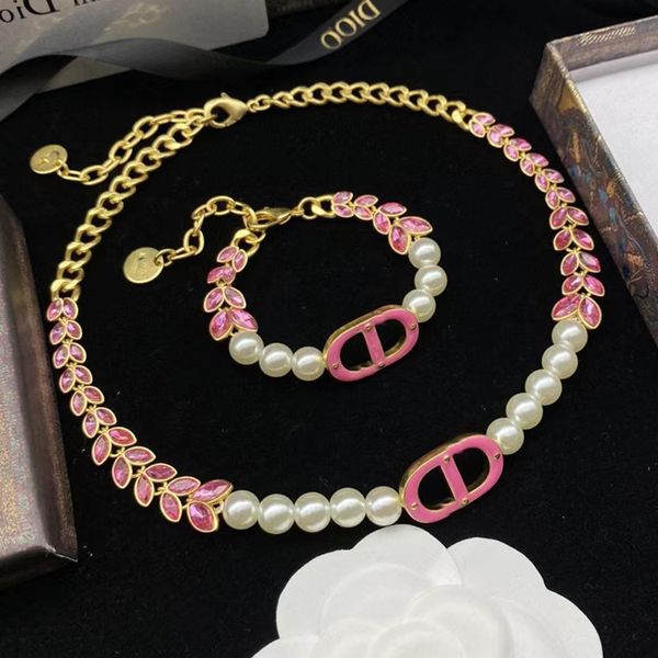d family new pink wheat ear pearl cd letter di necklace female metal simple temperament collar ins style, Silver
d family new pink wheat ear pearl cd letter di necklace female metal simple temperament collar ins style, Silver