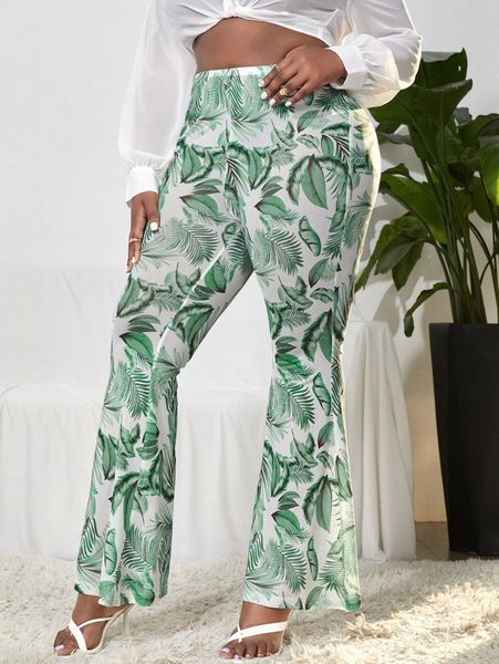 sxy plus tropical print flare leg pants 41u6#, Black
sxy plus tropical print flare leg pants 41u6#, Black