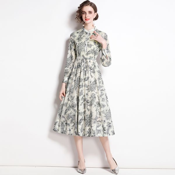 mock neck vintage print shirt dress woman designer long sleeve single-breasted elegant lace up dresses 2022 spring autumn women clothes runw, Black;gray
mock neck vintage print shirt dress woman designer long sleeve single-breasted elegant lace up dresses 2022 spring autumn women clothes runw, Black;gray