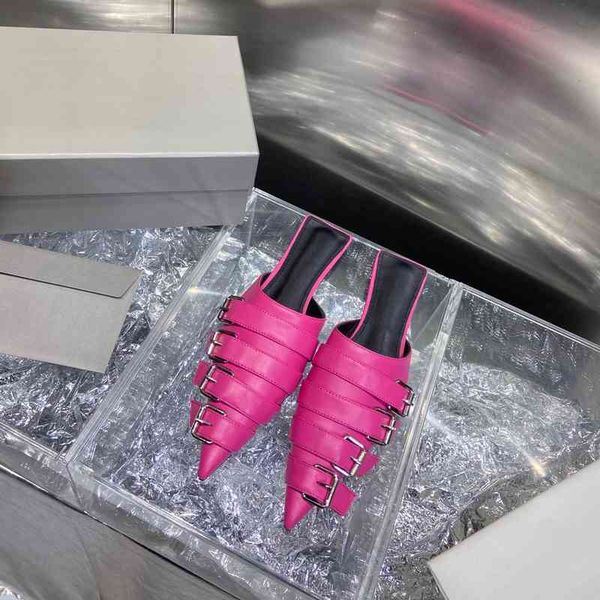 slippers spring and summer paris catwalk pointed slippers women's flat bottom leather metal buckle muller baotou half drag outer wear, Black
slippers spring and summer paris catwalk pointed slippers women's flat bottom leather metal buckle muller baotou half drag outer wear, Black
