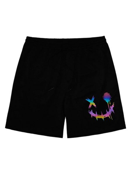 men reflective cartoon graphic track shorts s30b#, White;black