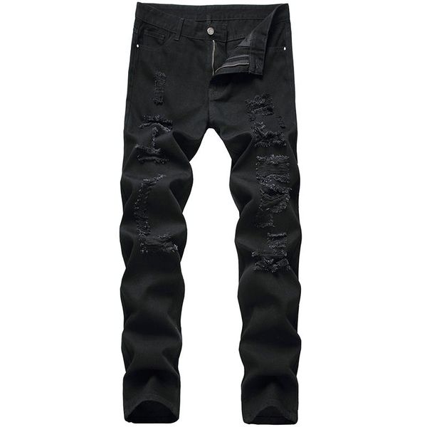 men's jeans men high street ripped 2022 black trendy pants, Blue
