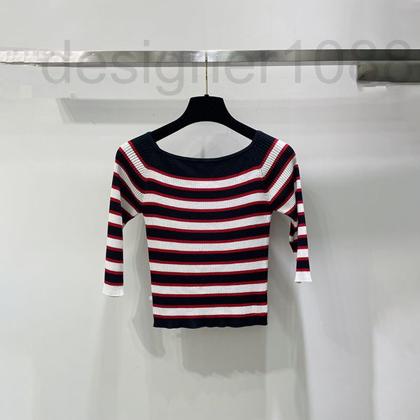 women's knits & tees designer high end 2022 summer new small slim fit pullover head off collar contrast striped knitted women's lo, White
women's knits & tees designer high end 2022 summer new small slim fit pullover head off collar contrast striped knitted women's lo, White