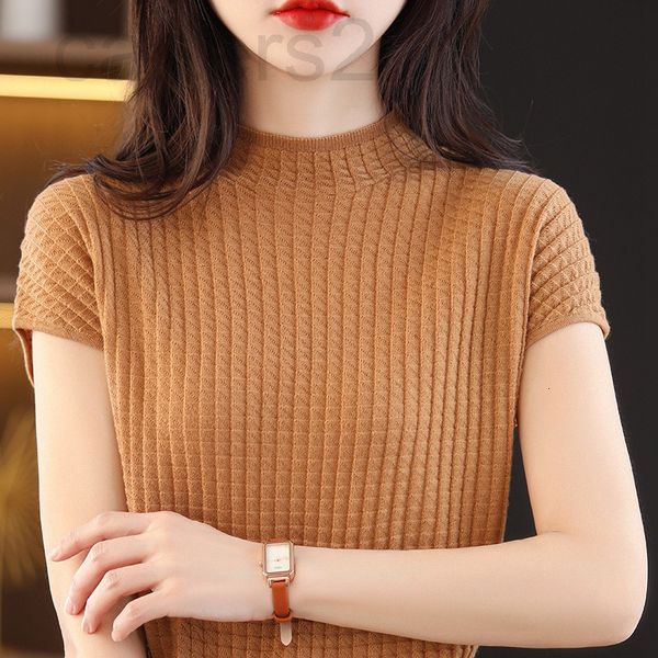 women's t-shirt designer 2022 spring new half high collar pure wool short sleeve women's vest solid slim worsted qfoc, White
women's t-shirt designer 2022 spring new half high collar pure wool short sleeve women's vest solid slim worsted qfoc, White