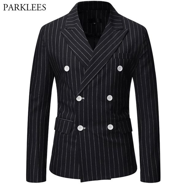 black striped men blazer fashion double breasted mens suit jacket coats casual business tuexdo costume homme casaco masculino 220425, White;black
black striped men blazer fashion double breasted mens suit jacket coats casual business tuexdo costume homme casaco masculino 220425, White;black