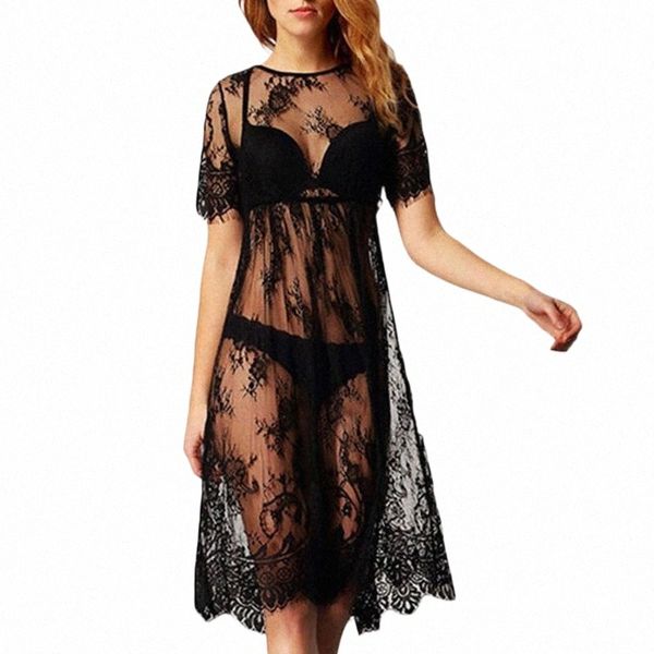 women lace dress party casual long black short sleeve o neck see through beach wear transparent dresses plus size k7z9#, Black;gray
women lace dress party casual long black short sleeve o neck see through beach wear transparent dresses plus size k7z9#, Black;gray