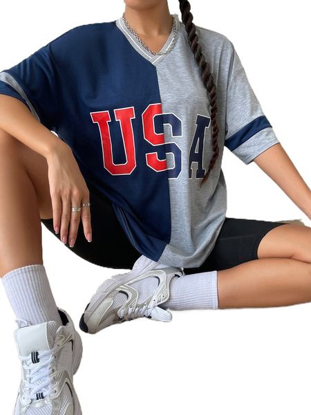 letter graphic colorblock tee e9w1#, White
letter graphic colorblock tee e9w1#, White