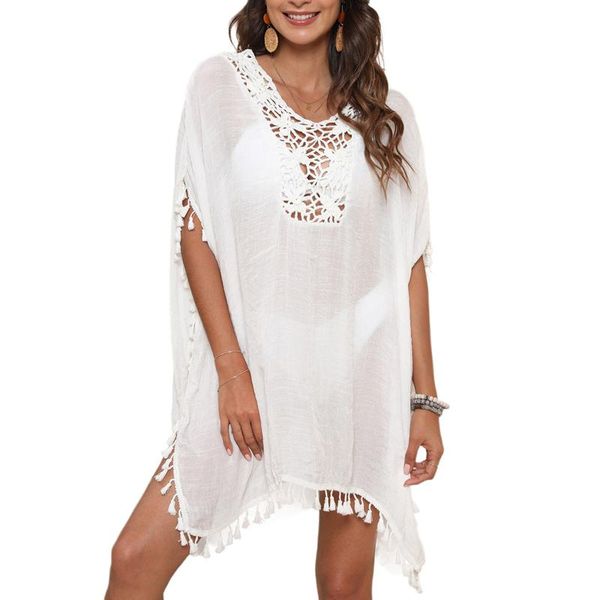 women's swimwear women loose blouse cover up beach tassel hem v-neck hollow bikini smock pool swim bathing suit clothing swimwearswome, White;black
women's swimwear women loose blouse cover up beach tassel hem v-neck hollow bikini smock pool swim bathing suit clothing swimwearswome, White;black