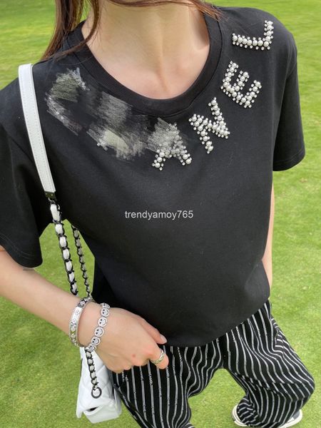 women's t-shirt spring and summer series heavy industry nail bead pearl letter pullover round neck simple versatile short sleeve slim f, White
women's t-shirt spring and summer series heavy industry nail bead pearl letter pullover round neck simple versatile short sleeve slim f, White