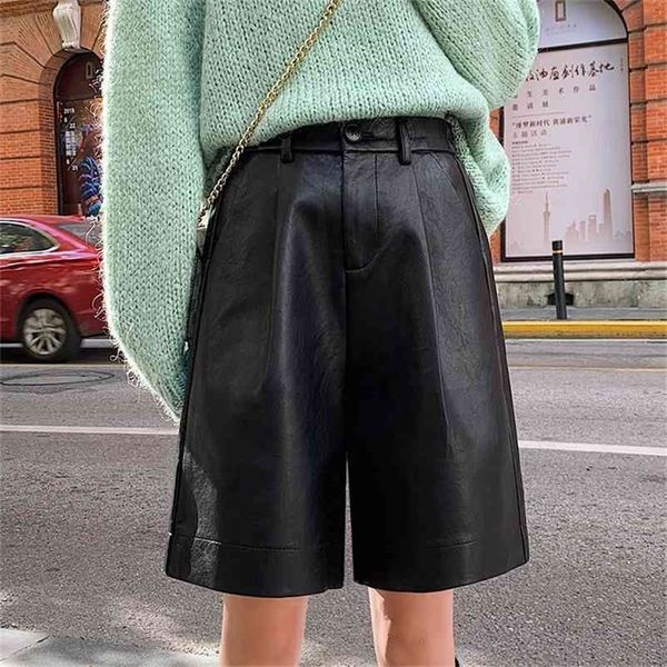 s-4xl fashion pu leather shorts women's autumn winter bermuda elastic waist loose five points leather trouser plus size shorts 210331, White;black
s-4xl fashion pu leather shorts women's autumn winter bermuda elastic waist loose five points leather trouser plus size shorts 210331, White;black