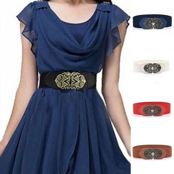 women belt elastic wide vintage carved flower metal buckle dress corset cinch waistband decorative coat sweater waist, Black;brown
women belt elastic wide vintage carved flower metal buckle dress corset cinch waistband decorative coat sweater waist, Black;brown