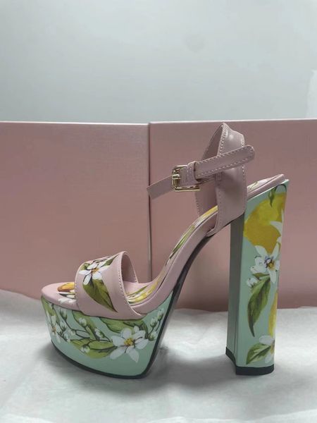 2022 leather sheepskin gladiator sandals 14cm chunky high heels pumps women summer open-toe platform buckle narrow band fruit flower 3d prin, Black 
2022 leather sheepskin gladiator sandals 14cm chunky high heels pumps women summer open-toe platform buckle narrow band fruit flower 3d prin, Black