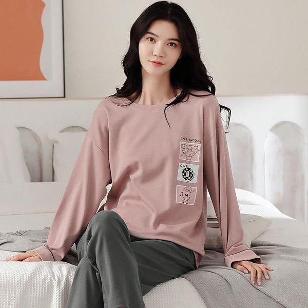 autumn knitted cotton women sleepwear long pants two pieces set female pajamas cartoon sweet cute pyjamas femme, Black;red
autumn knitted cotton women sleepwear long pants two pieces set female pajamas cartoon sweet cute pyjamas femme, Black;red
