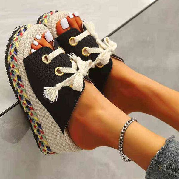 hemp rope braided lace up high heeled sandals women wedges canvas slippers new plus size open toe increase in height women shoes, Black
hemp rope braided lace up high heeled sandals women wedges canvas slippers new plus size open toe increase in height women shoes, Black