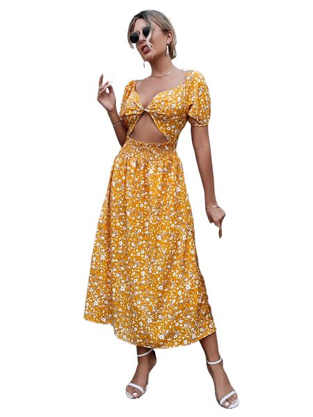 ditsy floral puff sleeve sweetheart neck twist cut out shirred dress t36l#, Black;gray
ditsy floral puff sleeve sweetheart neck twist cut out shirred dress t36l#, Black;gray