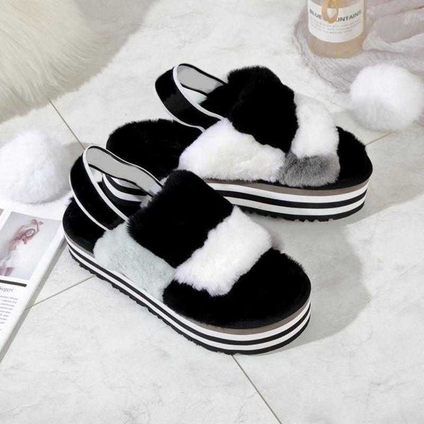 2022 luxury designer women's slippers fur sandals fluffy soft furry platform shoes non-slip home indoor shoes, Black
2022 luxury designer women's slippers fur sandals fluffy soft furry platform shoes non-slip home indoor shoes, Black