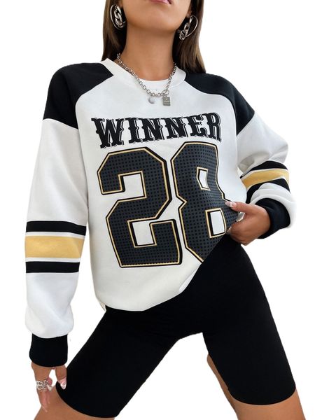 letter graphic sweatshirt 60sa#, Black