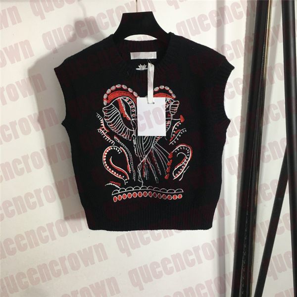 embroidery knitted vest slim short tanks breathable sleeveless sweater women designer vest, White
embroidery knitted vest slim short tanks breathable sleeveless sweater women designer vest, White